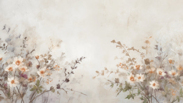 Fleurs Éthérées - Papier Peint de Fleurs Picturales dans des Tons Délicats de Beige et de Gris
