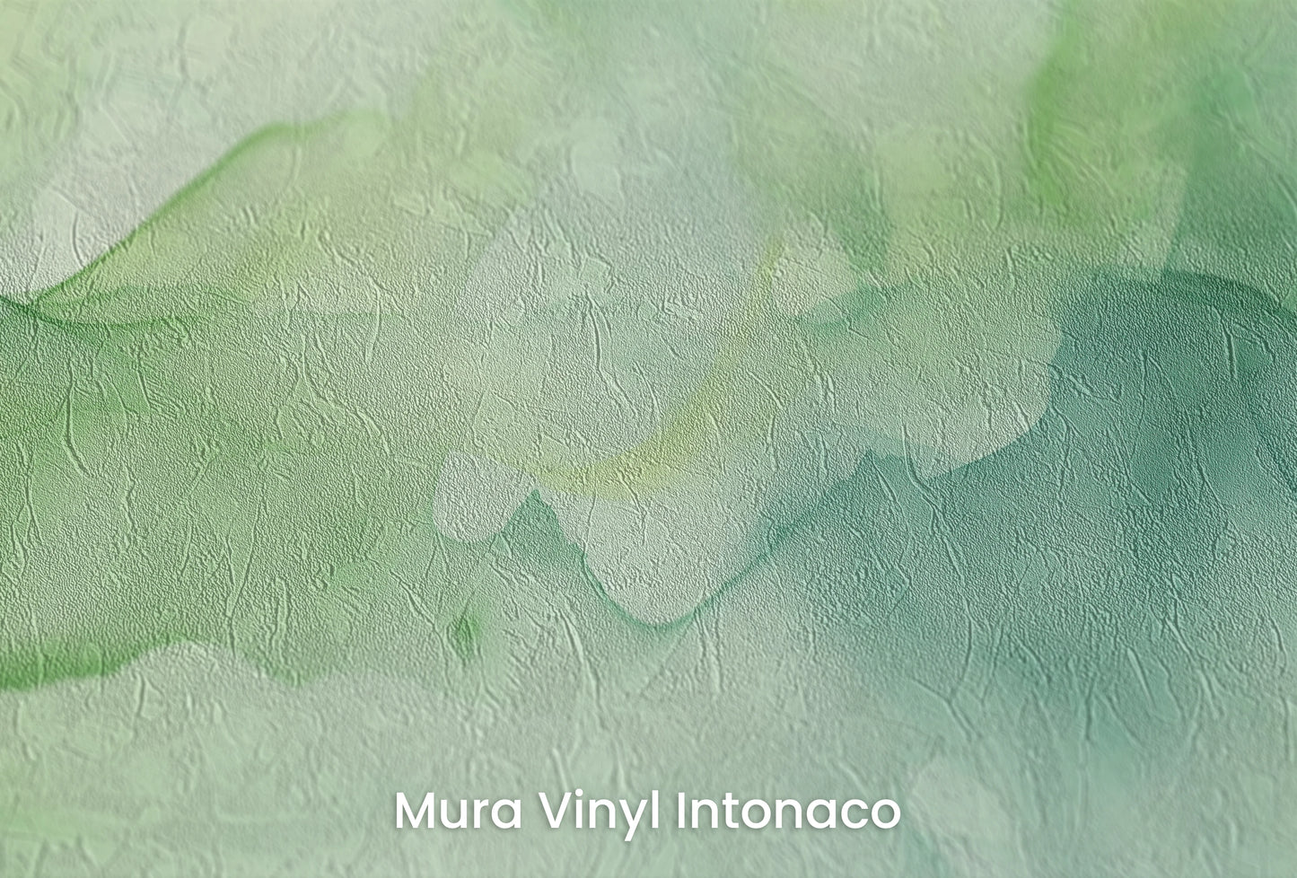 Zbliżenie na artystyczną fototapetę o nazwie Eteryczna Zieleń na podłożu Mura Vinyl Intonaco - struktura tartego tynku.