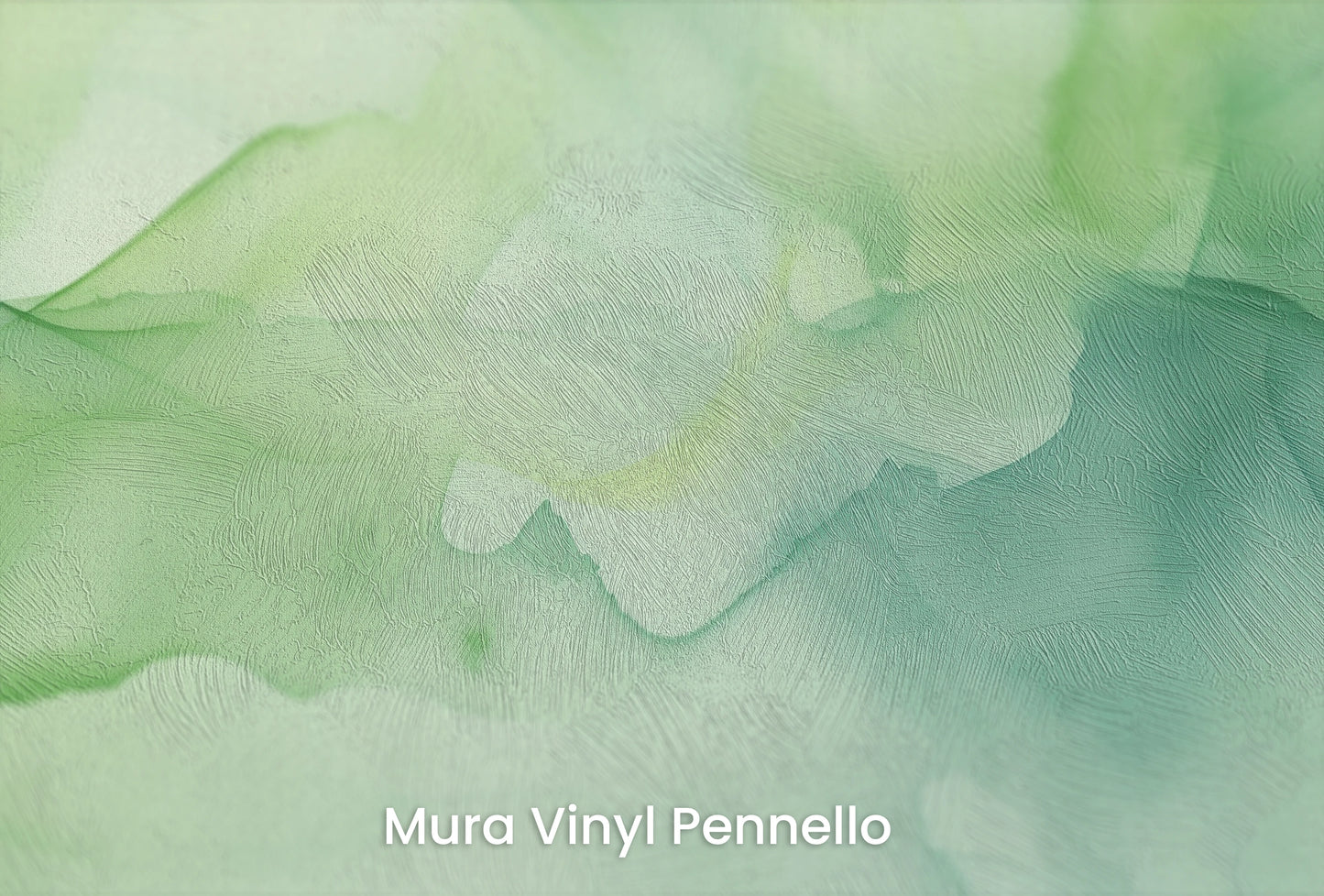 Zbliżenie na artystyczną fototapetę o nazwie Eteryczna Zieleń na podłożu Mura Vinyl Pennello - faktura pociągnięć pędzla malarskiego.