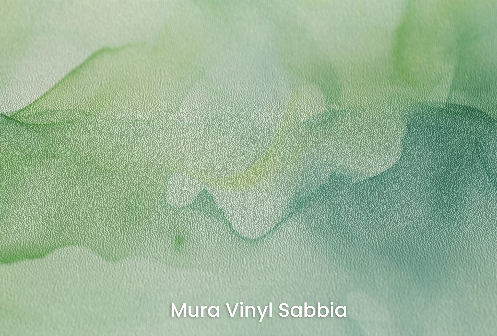 Zbliżenie na artystyczną fototapetę o nazwie Eteryczna Zieleń na podłożu Mura Vinyl Sabbia struktura grubego ziarna piasku.