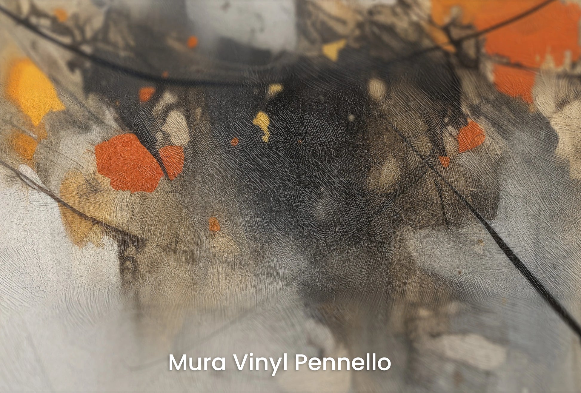 Zbliżenie na artystyczną fototapetę o nazwie Autumn Whispers #2 na podłożu Mura Vinyl Pennello - faktura pociągnięć pędzla malarskiego.
