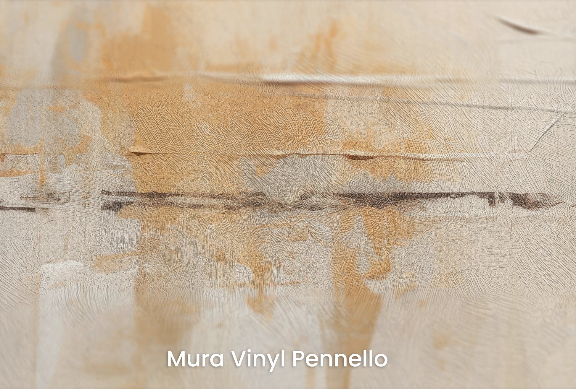 Zbliżenie na artystyczną fototapetę o nazwie Serene Patchwork na podłożu Mura Vinyl Pennello - faktura pociągnięć pędzla malarskiego.