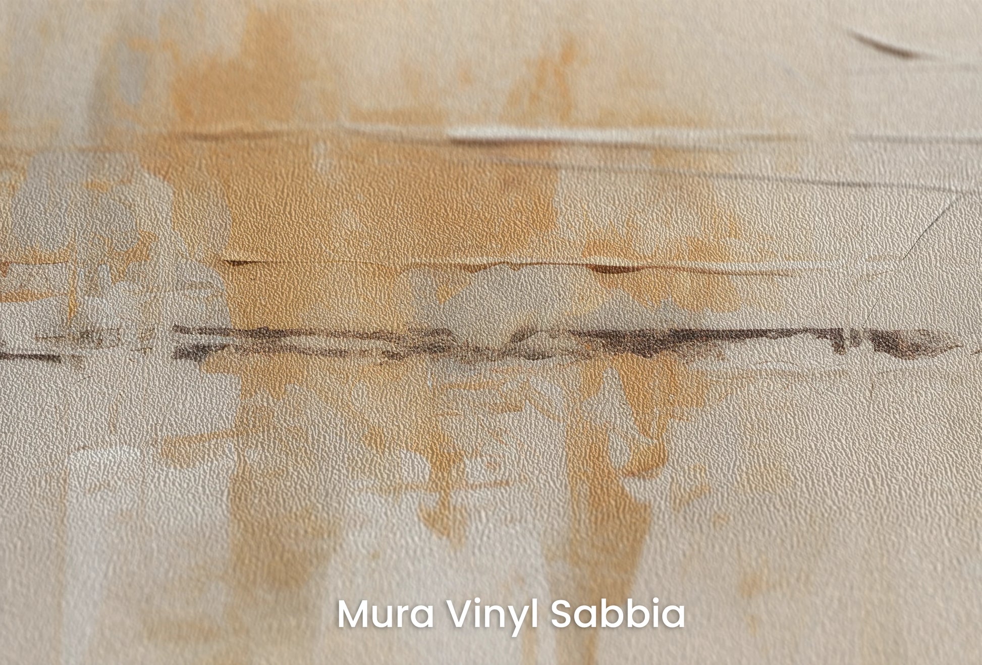 Zbliżenie na artystyczną fototapetę o nazwie Serene Patchwork na podłożu Mura Vinyl Sabbia struktura grubego ziarna piasku.