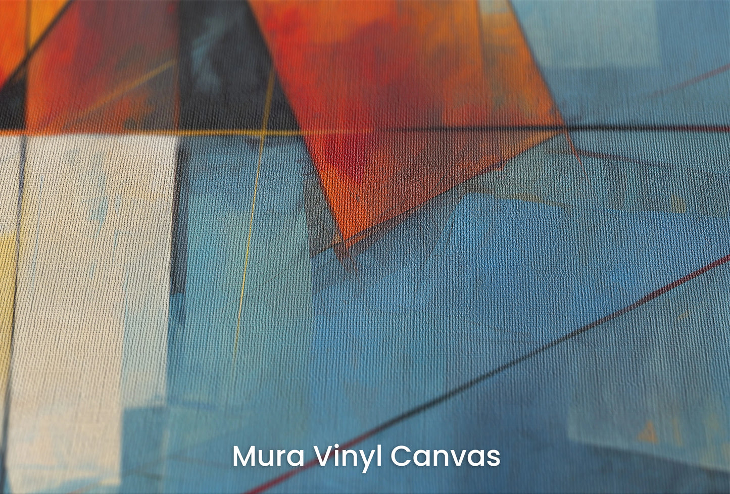 Zbliżenie na artystyczną fototapetę o nazwie Sunset Geometry na podłożu Mura Vinyl Canvas - faktura naturalnego płótna.