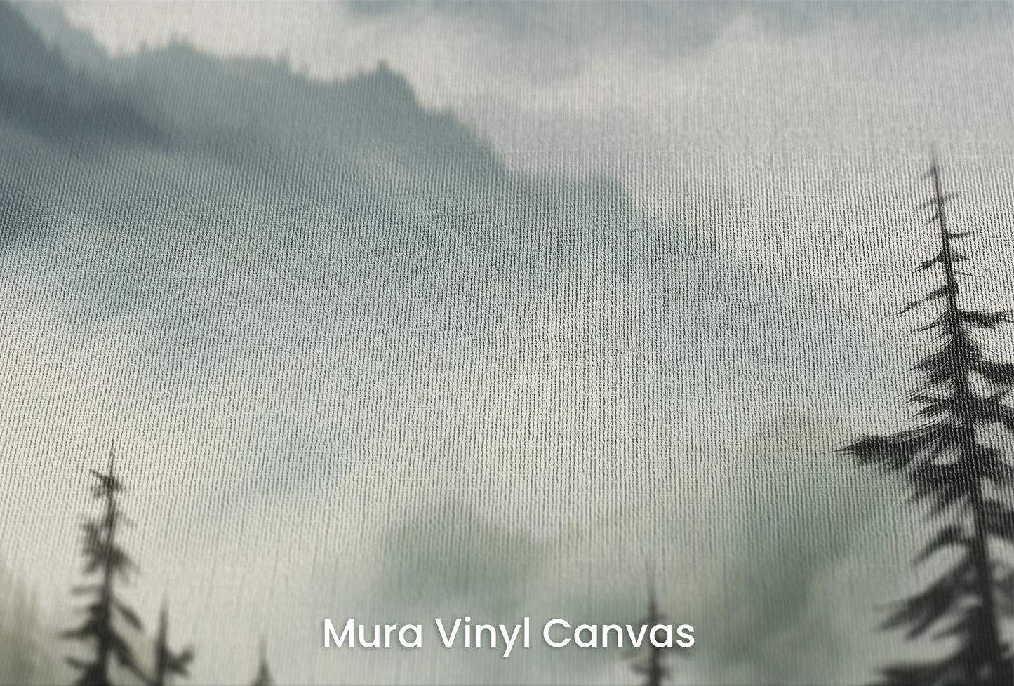 Zbliżenie na artystyczną fototapetę o nazwie Dawn Silhouettes na podłożu Mura Vinyl Canvas - faktura naturalnego płótna.