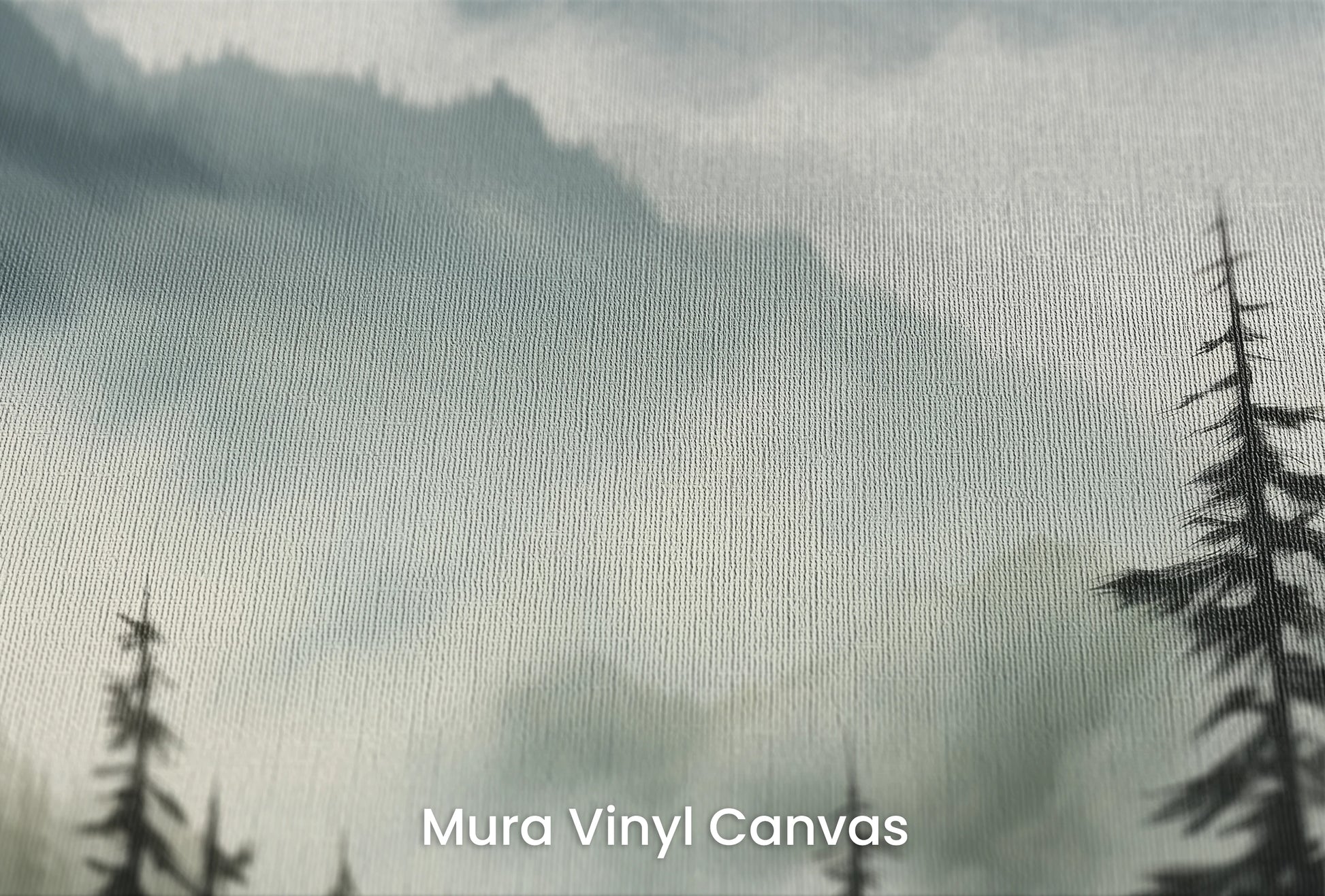 Zbliżenie na artystyczną fototapetę o nazwie Dawn Silhouettes na podłożu Mura Vinyl Canvas - faktura naturalnego płótna.