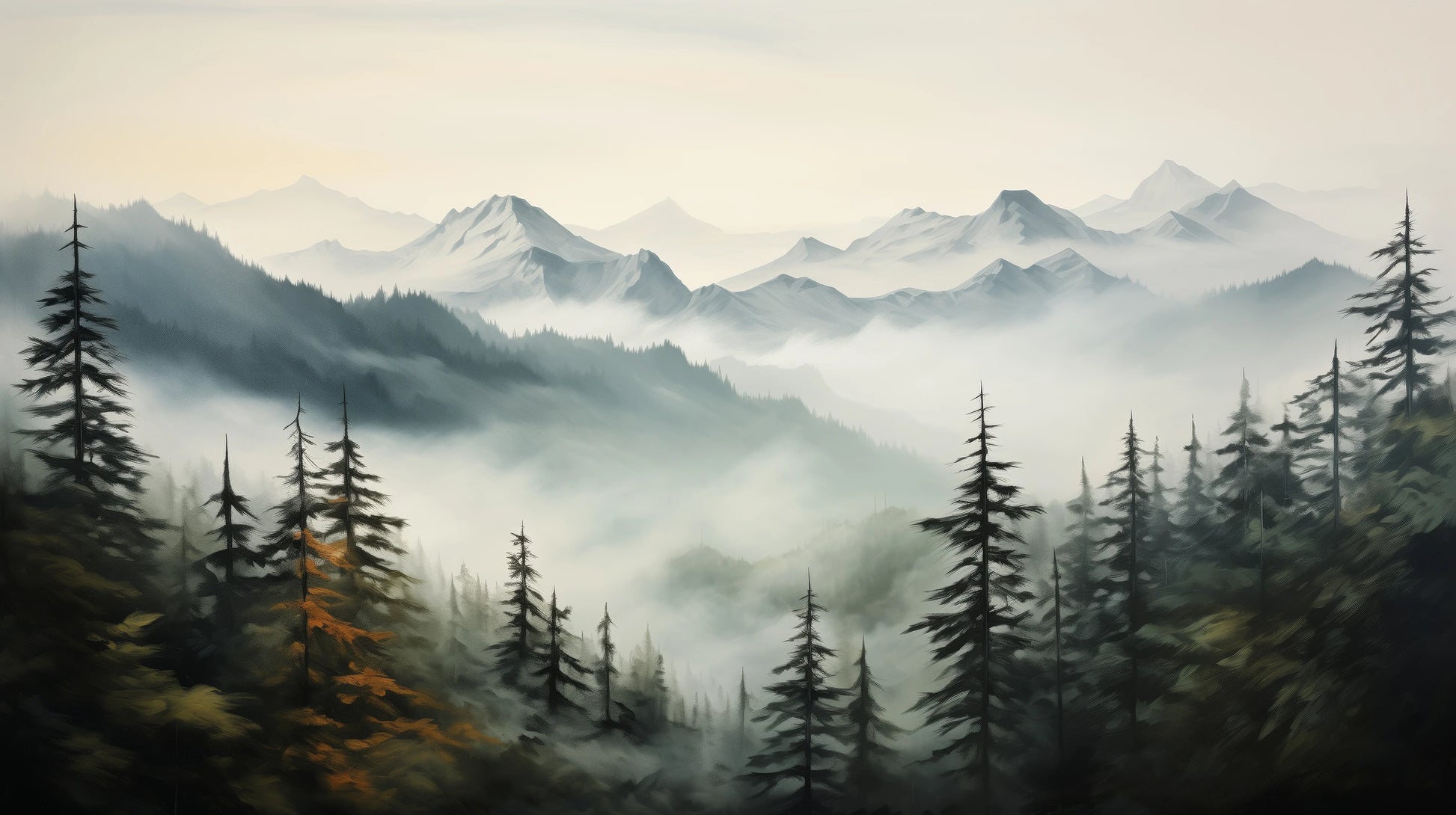 Prezentacja całego wzoru fototapety o nazwie Dawn Silhouettes