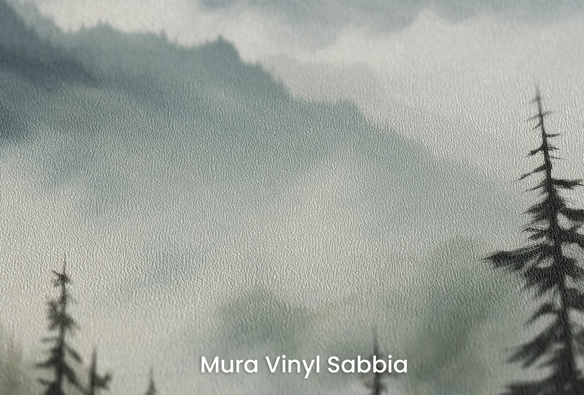 Zbliżenie na artystyczną fototapetę o nazwie Dawn Silhouettes na podłożu Mura Vinyl Sabbia struktura grubego ziarna piasku.