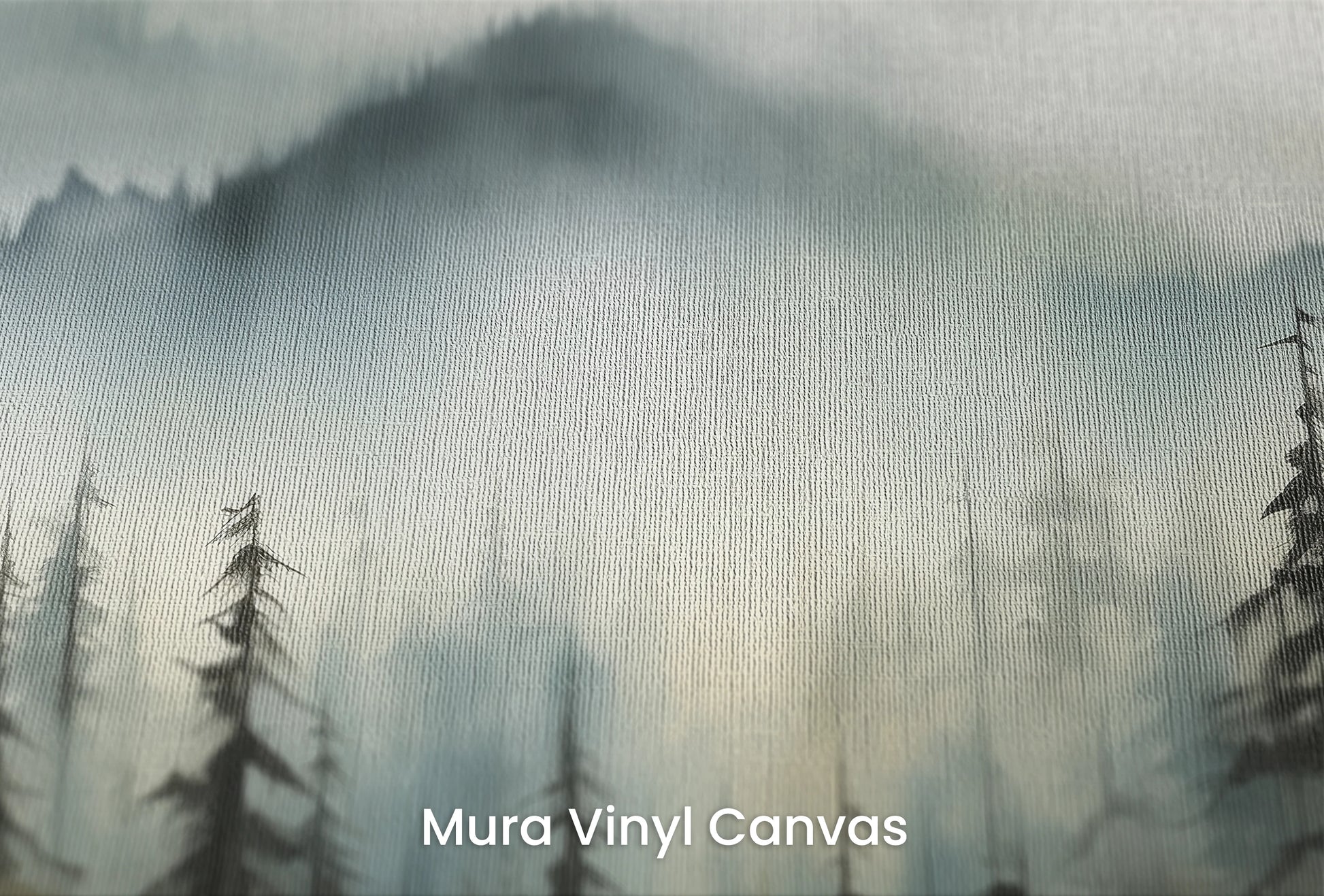 Zbliżenie na artystyczną fototapetę o nazwie Shadowed Valley na podłożu Mura Vinyl Canvas - faktura naturalnego płótna.