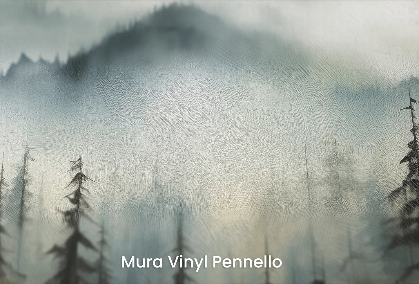 Zbliżenie na artystyczną fototapetę o nazwie Shadowed Valley na podłożu Mura Vinyl Pennello - faktura pociągnięć pędzla malarskiego.