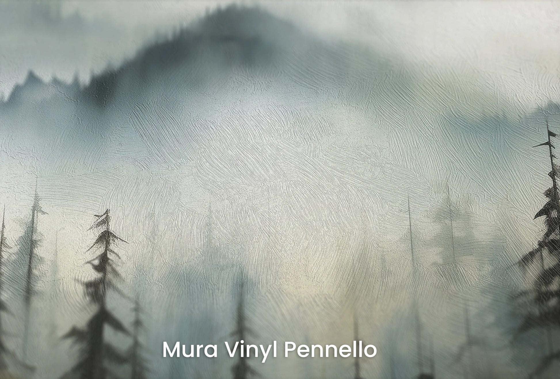Zbliżenie na artystyczną fototapetę o nazwie Shadowed Valley na podłożu Mura Vinyl Pennello - faktura pociągnięć pędzla malarskiego.