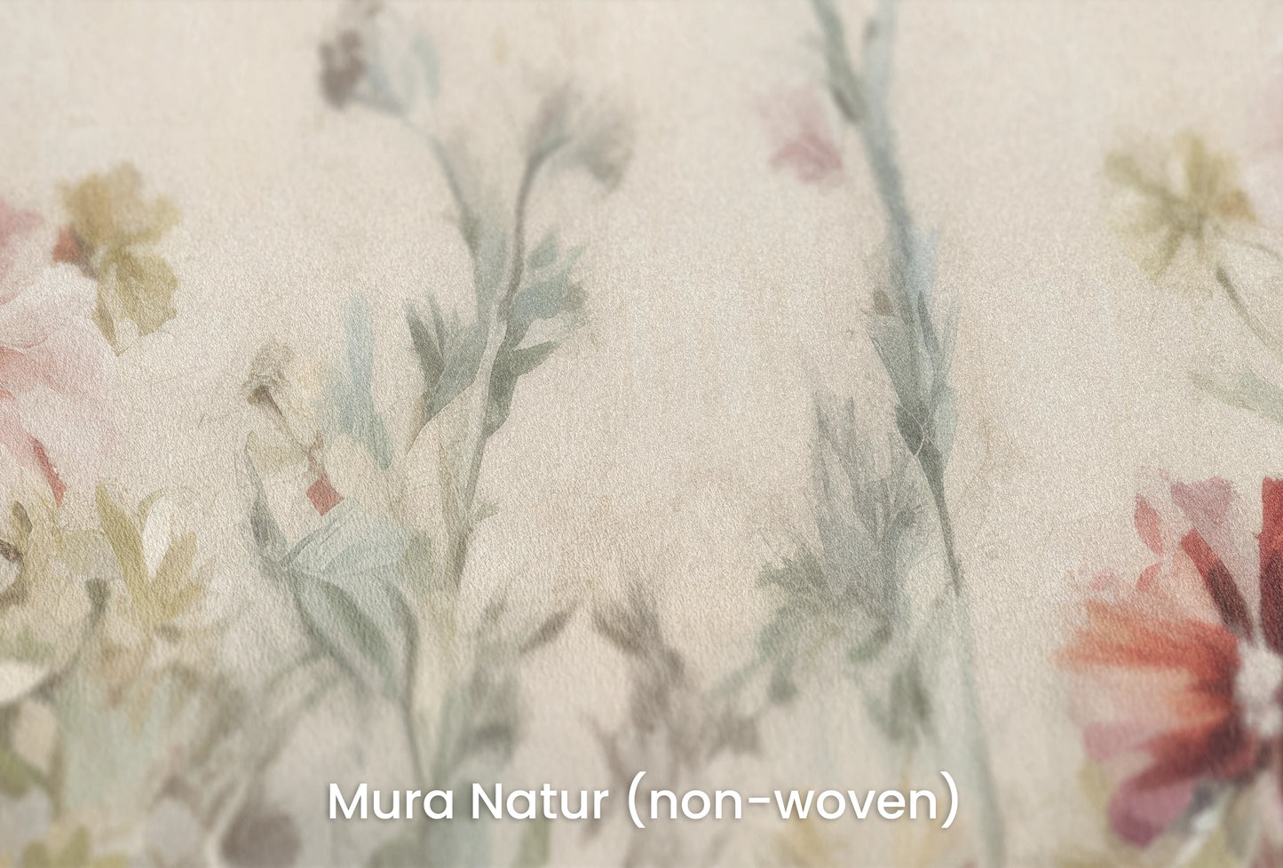 Zbliżenie na artystyczną fototapetę o nazwie Crimson Meadow na podłożu Mura Natur (non-woven) - naturalne i ekologiczne podłoże.