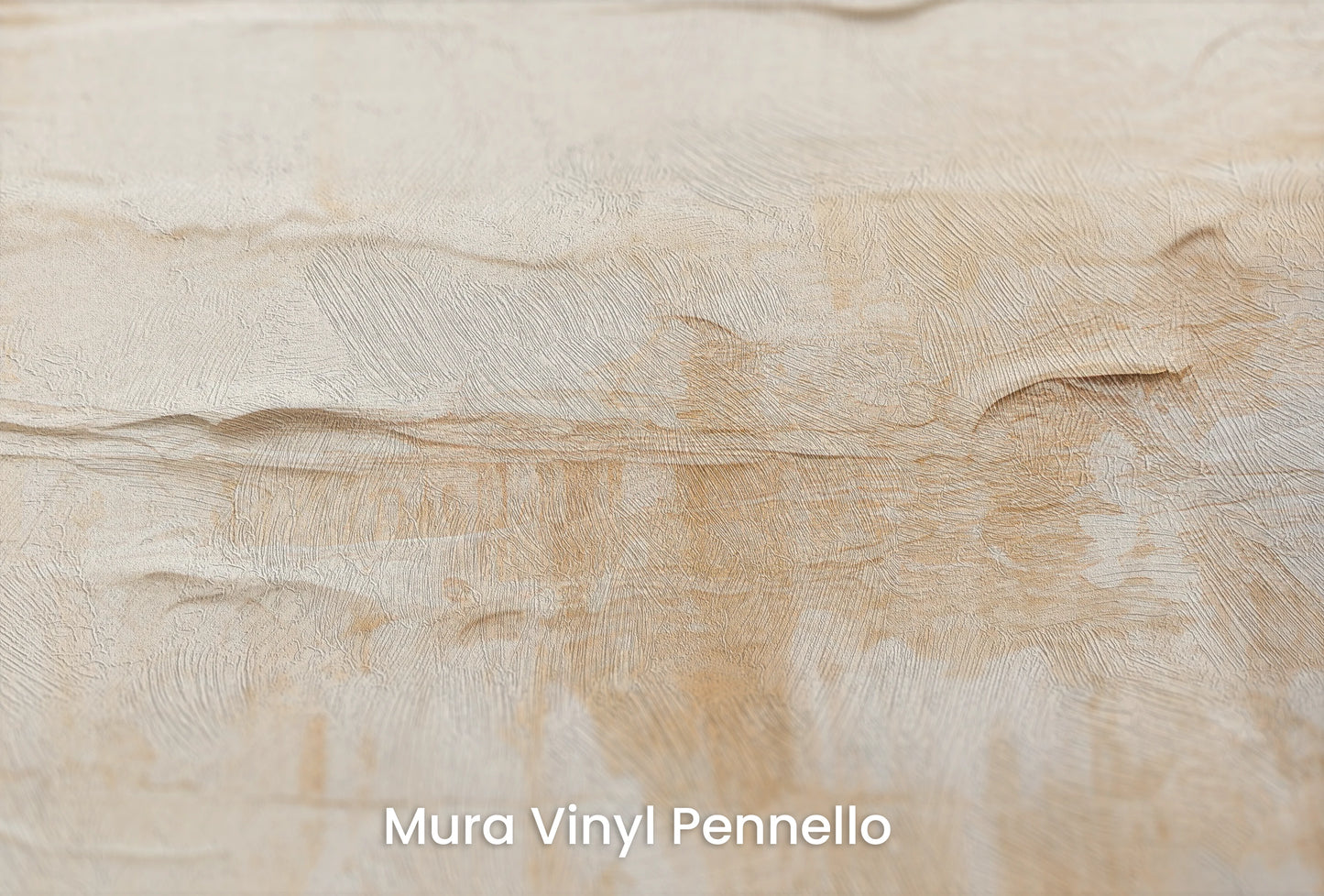 Zbliżenie na artystyczną fototapetę o nazwie Cream Stratums na podłożu Mura Vinyl Pennello - faktura pociągnięć pędzla malarskiego.