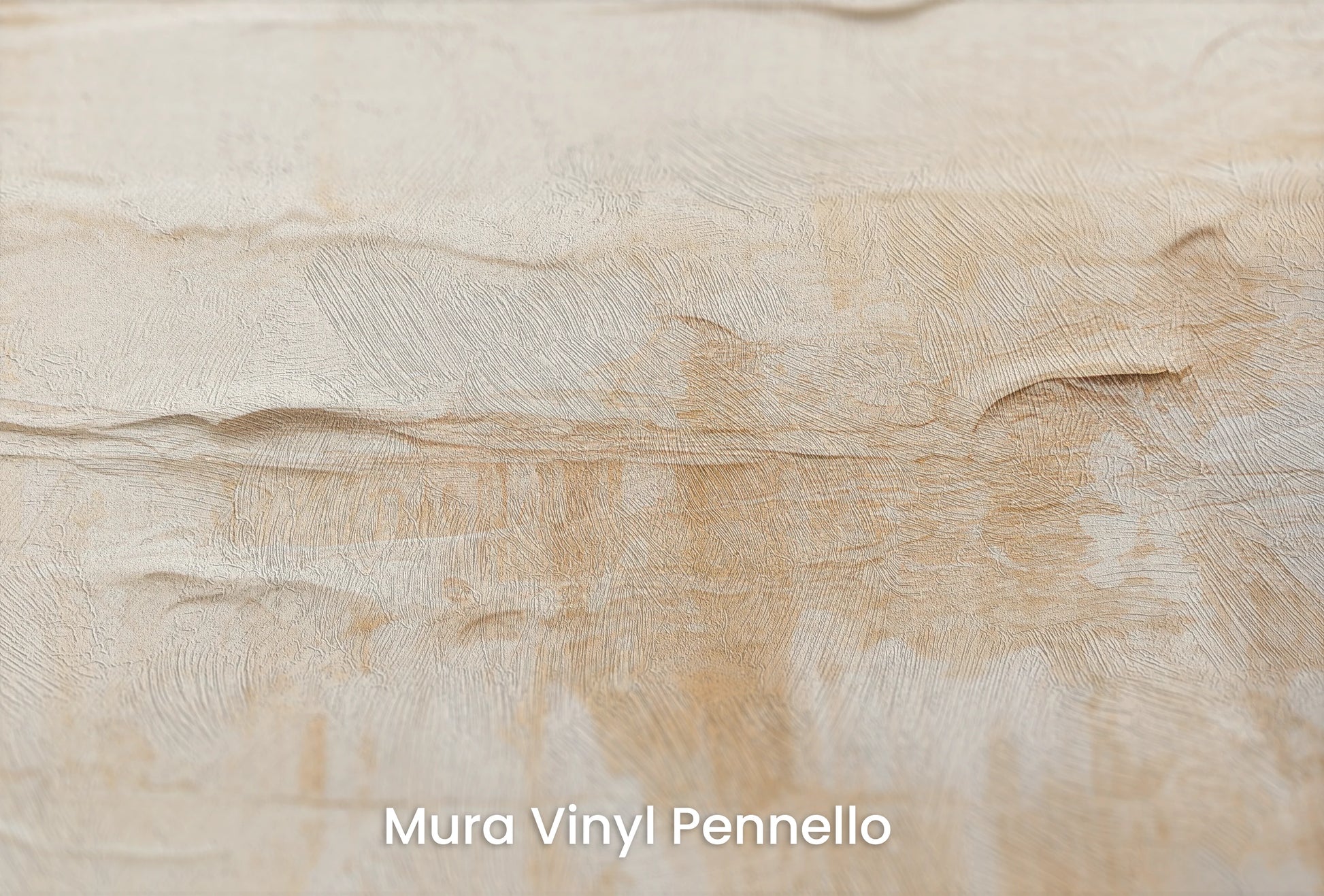 Zbliżenie na artystyczną fototapetę o nazwie Cream Stratums na podłożu Mura Vinyl Pennello - faktura pociągnięć pędzla malarskiego.