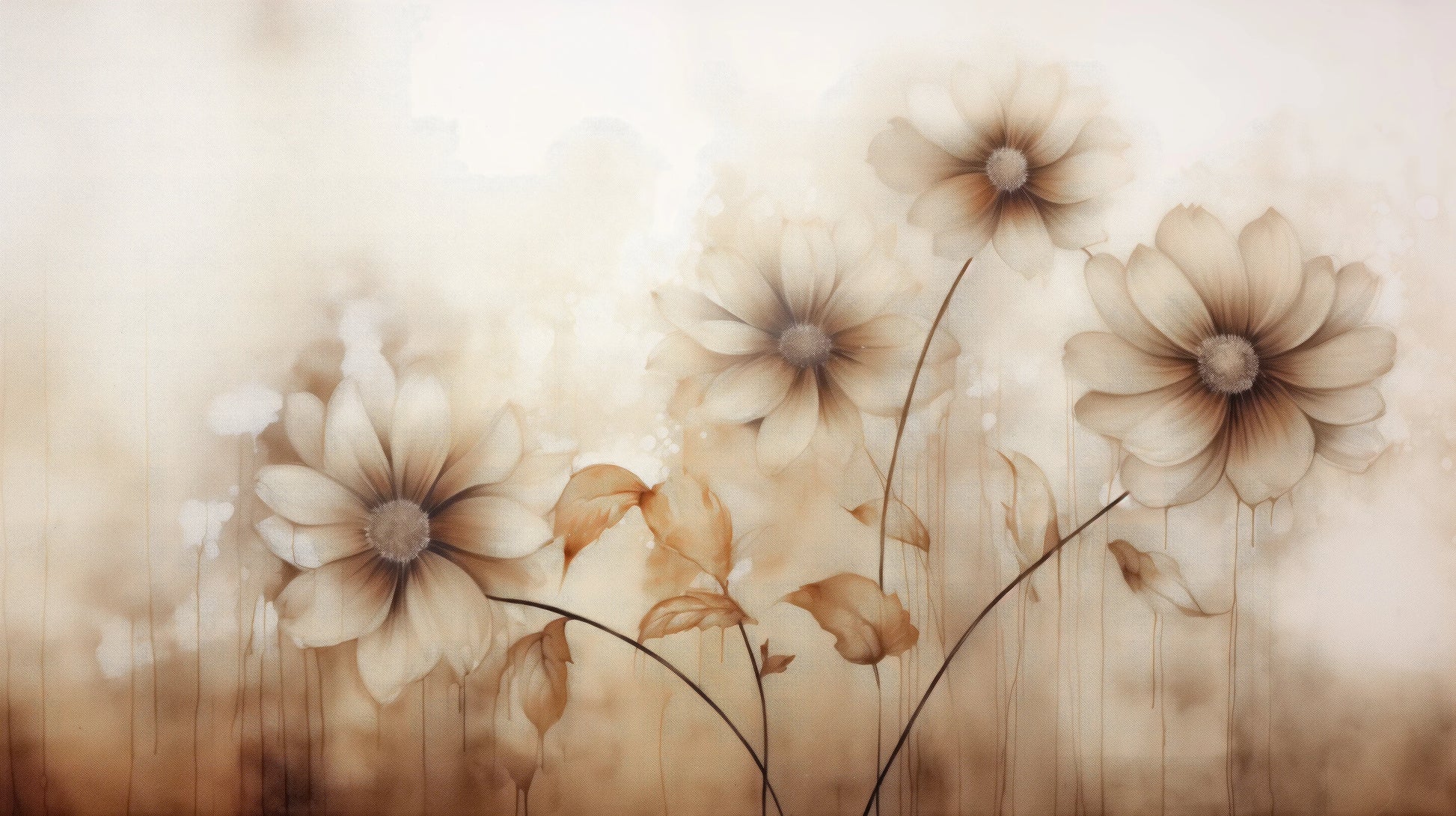 Prezentacja całego wzoru fototapety o nazwie Sepia Florals