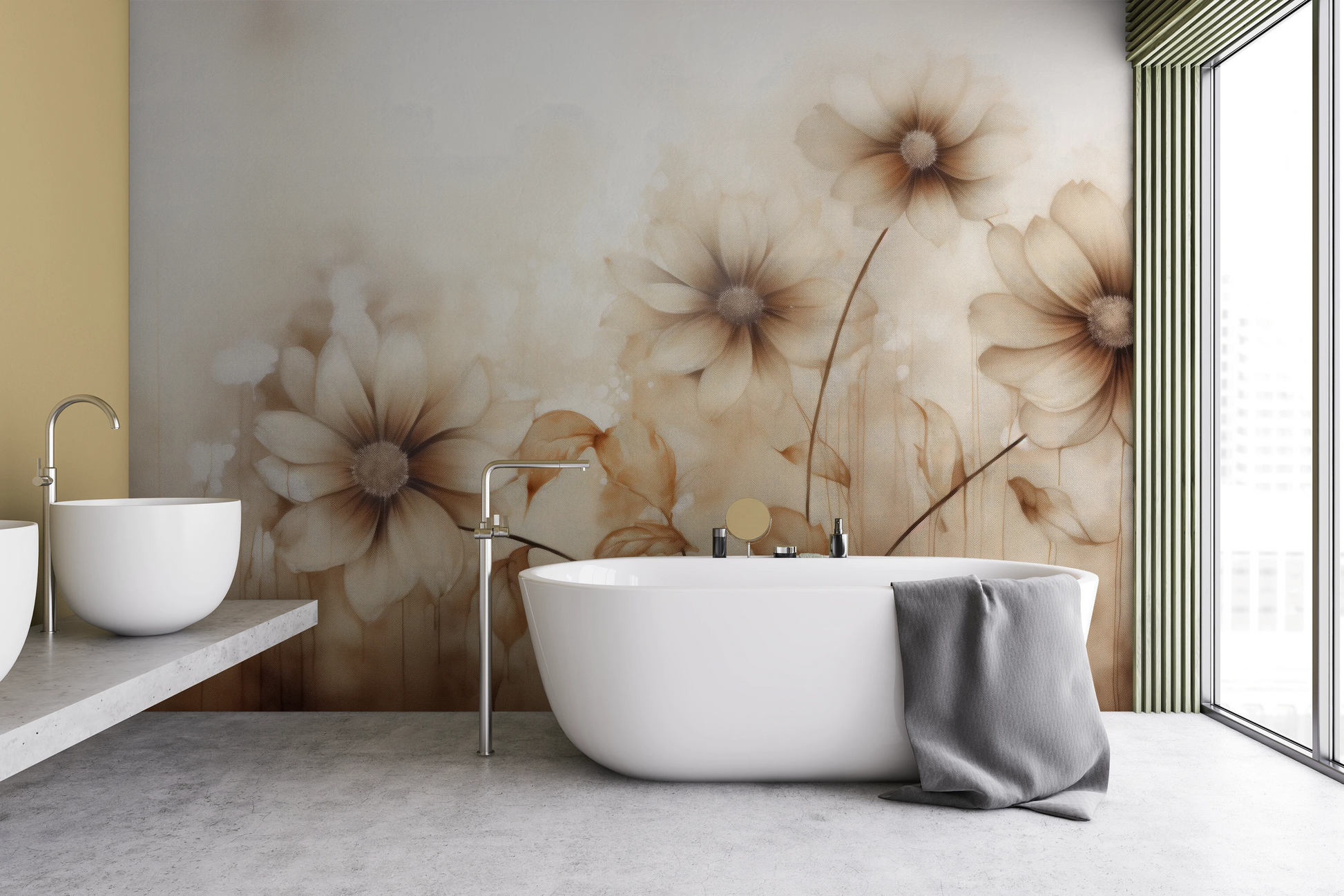 Fototapeta o nazwie Sepia Florals użyta w aranzacji wnętrza.