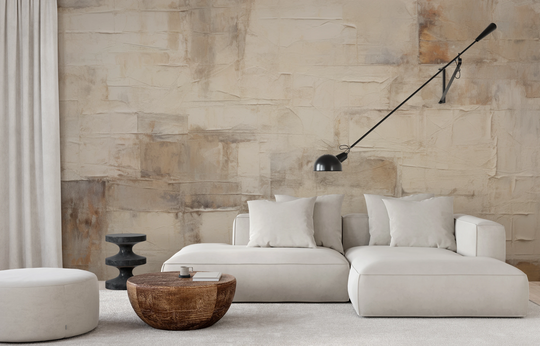 Wzór fototapety artystycznej o nazwie Monochrome Palette pokazanej w aranżacji wnętrza.