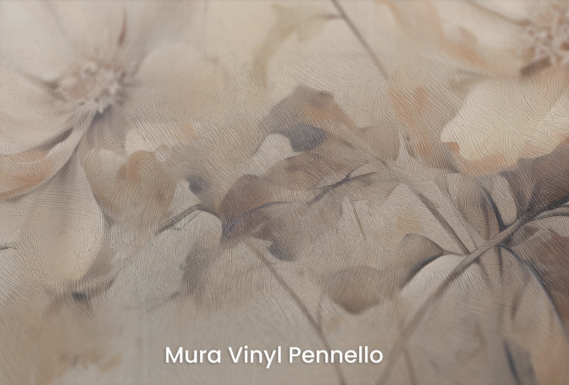 Zbliżenie na artystyczną fototapetę o nazwie Gentle Blossoms na podłożu Mura Vinyl Pennello - faktura pociągnięć pędzla malarskiego.