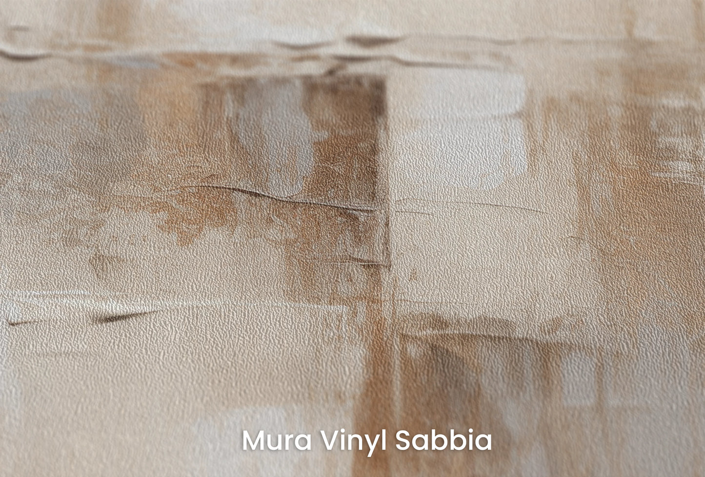 Zbliżenie na artystyczną fototapetę o nazwie Urban Fresco na podłożu Mura Vinyl Sabbia struktura grubego ziarna piasku.