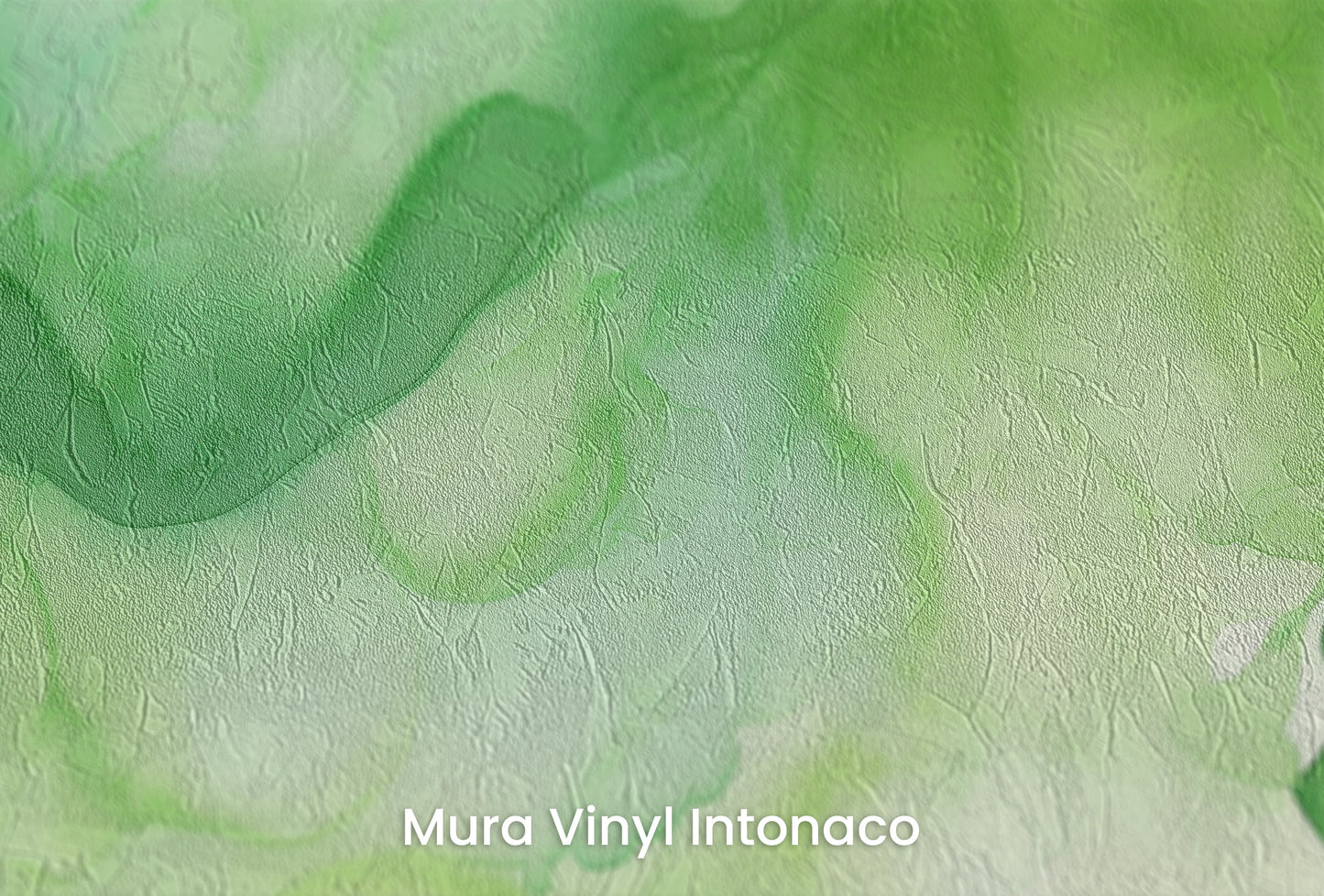 Zbliżenie na artystyczną fototapetę o nazwie Zielona Fantazja na podłożu Mura Vinyl Intonaco - struktura tartego tynku.