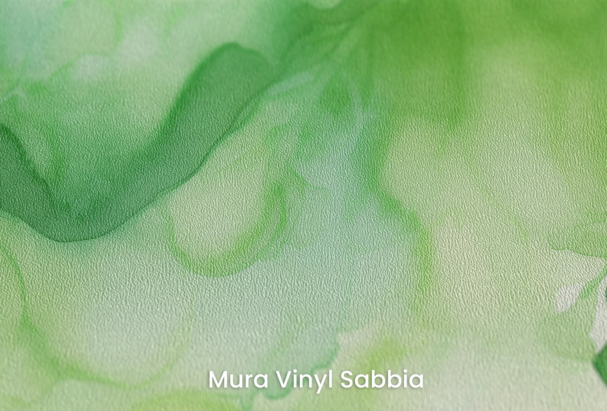 Zbliżenie na artystyczną fototapetę o nazwie Zielona Fantazja na podłożu Mura Vinyl Sabbia struktura grubego ziarna piasku.
