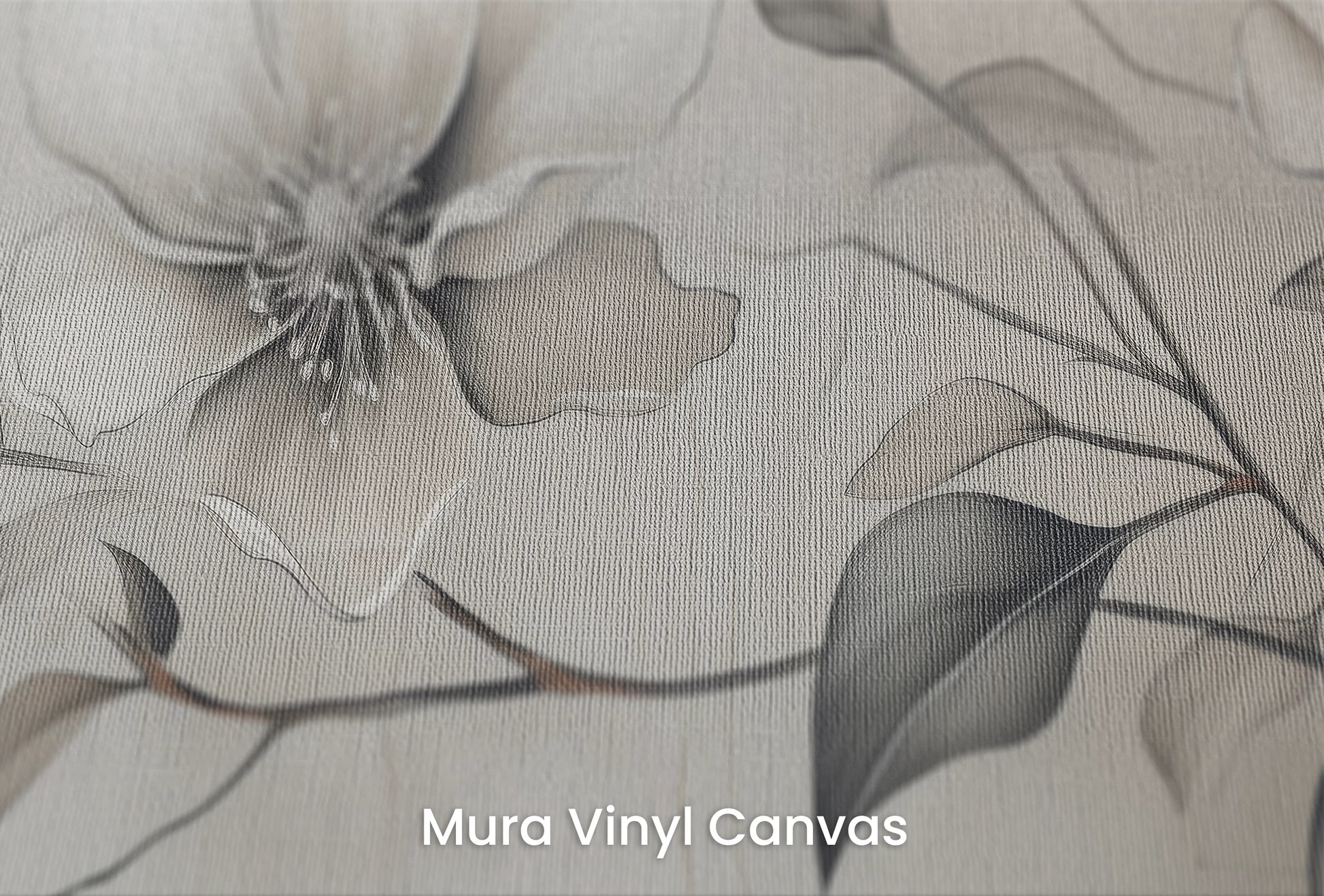 Zbliżenie na artystyczną fototapetę o nazwie Monochrome Elegance #2 na podłożu Mura Vinyl Canvas - faktura naturalnego płótna.