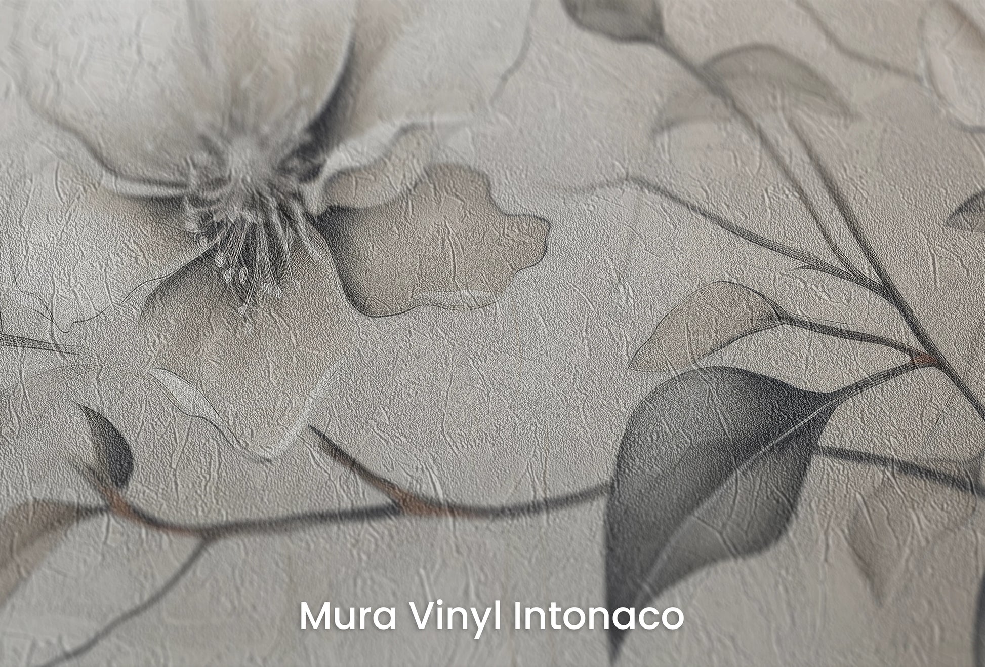 Zbliżenie na artystyczną fototapetę o nazwie Monochrome Elegance #2 na podłożu Mura Vinyl Intonaco - struktura tartego tynku.