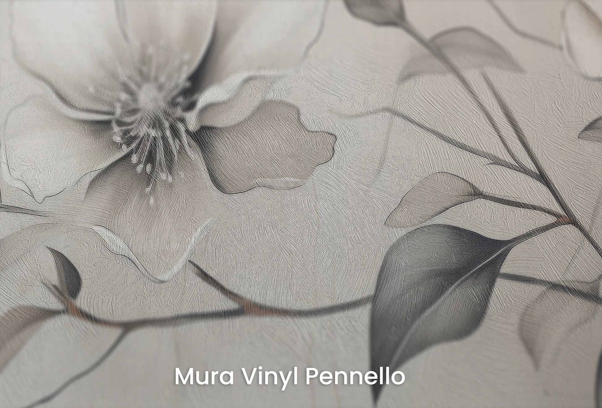 Zbliżenie na artystyczną fototapetę o nazwie Monochrome Elegance #2 na podłożu Mura Vinyl Pennello - faktura pociągnięć pędzla malarskiego.
