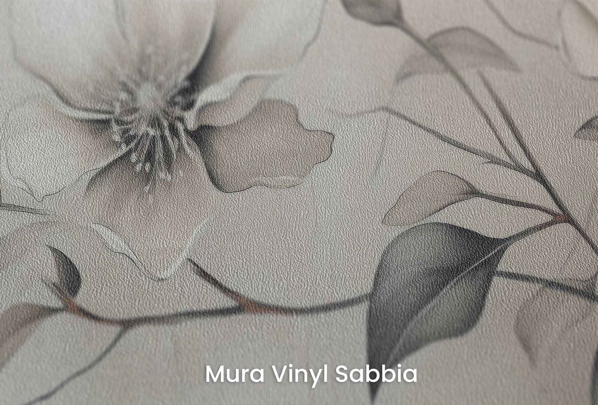 Zbliżenie na artystyczną fototapetę o nazwie Monochrome Elegance #2 na podłożu Mura Vinyl Sabbia struktura grubego ziarna piasku.