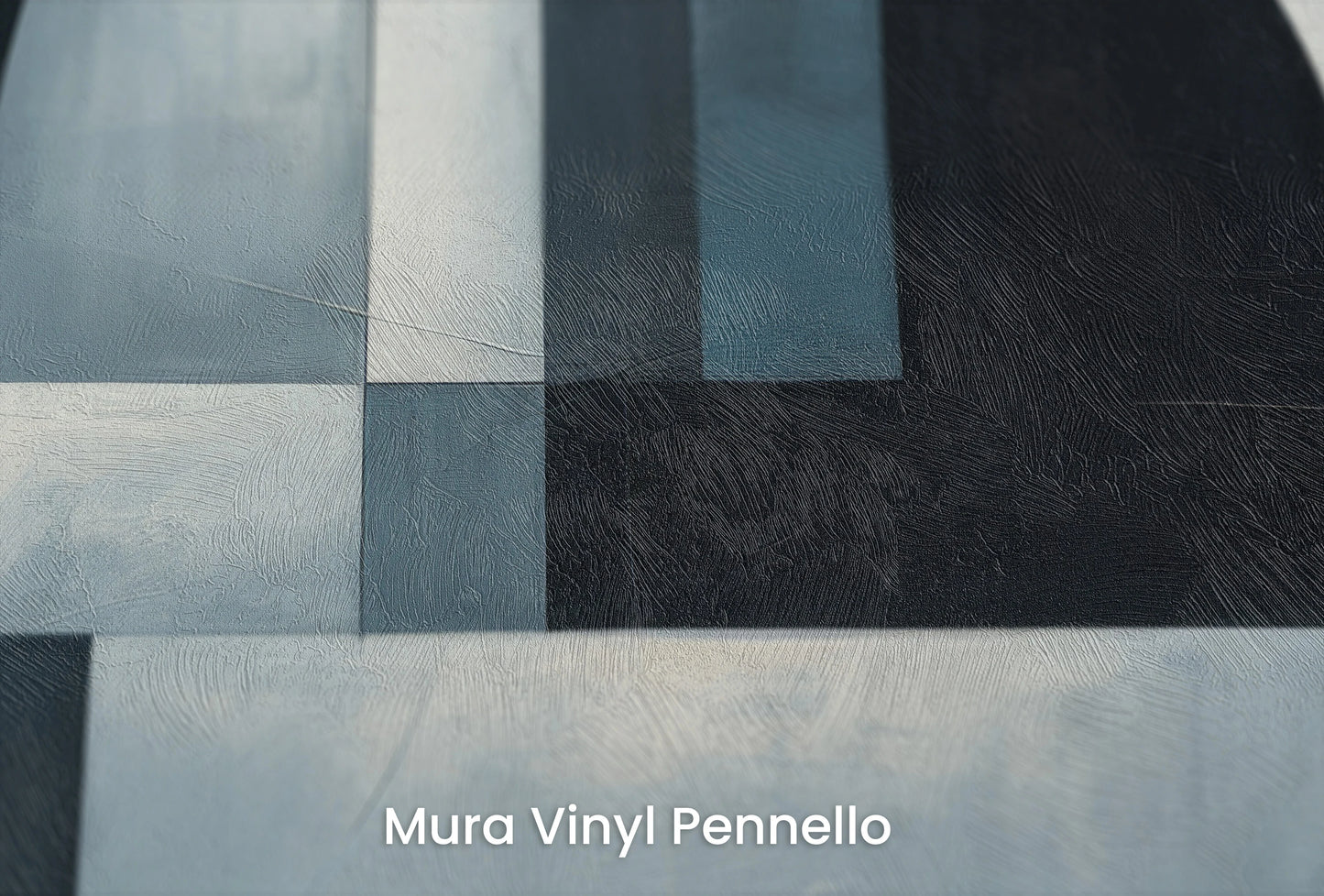 Zbliżenie na artystyczną fototapetę o nazwie Geometric Depths na podłożu Mura Vinyl Pennello - faktura pociągnięć pędzla malarskiego.