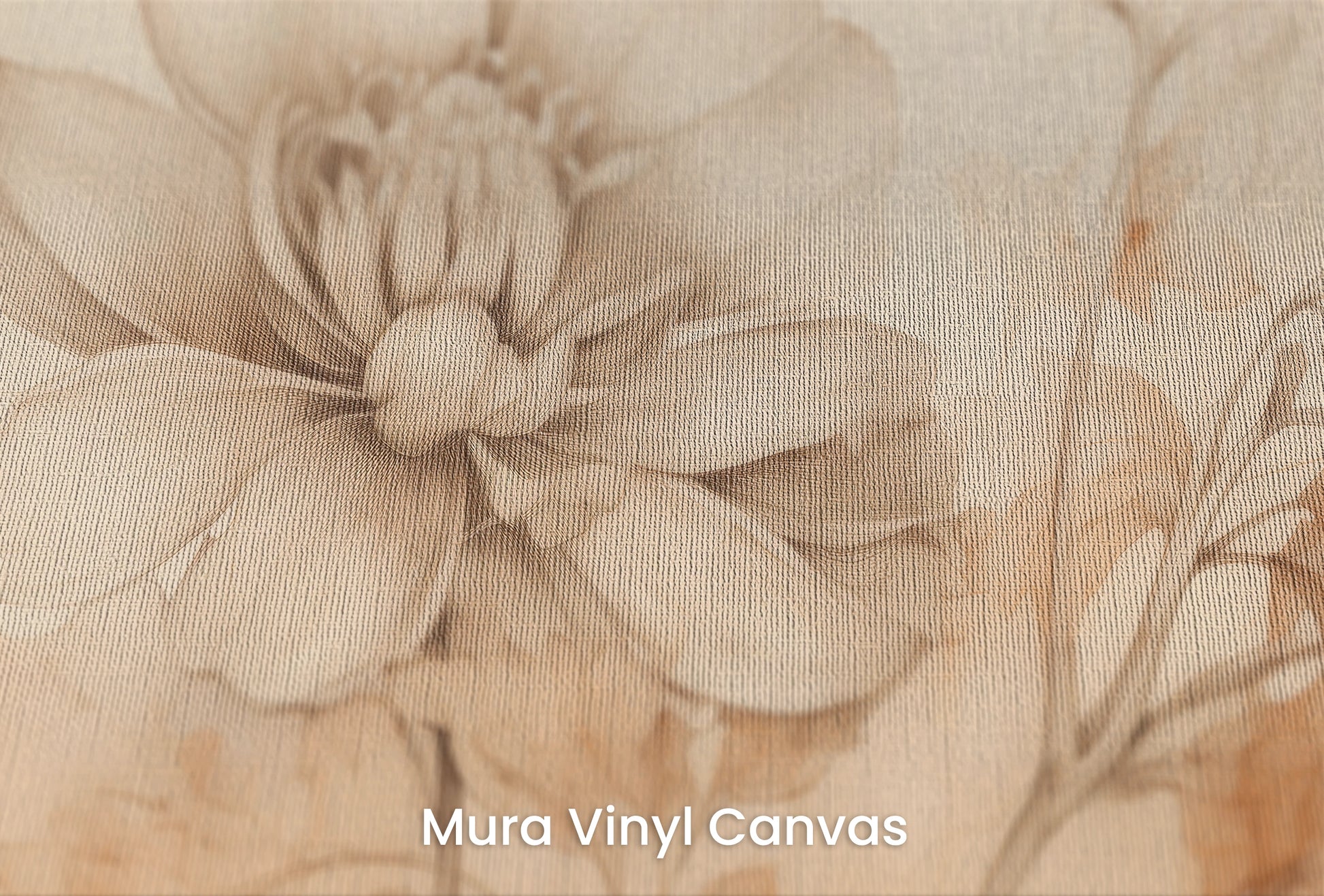 Zbliżenie na artystyczną fototapetę o nazwie Sepia Harmony na podłożu Mura Vinyl Canvas - faktura naturalnego płótna.