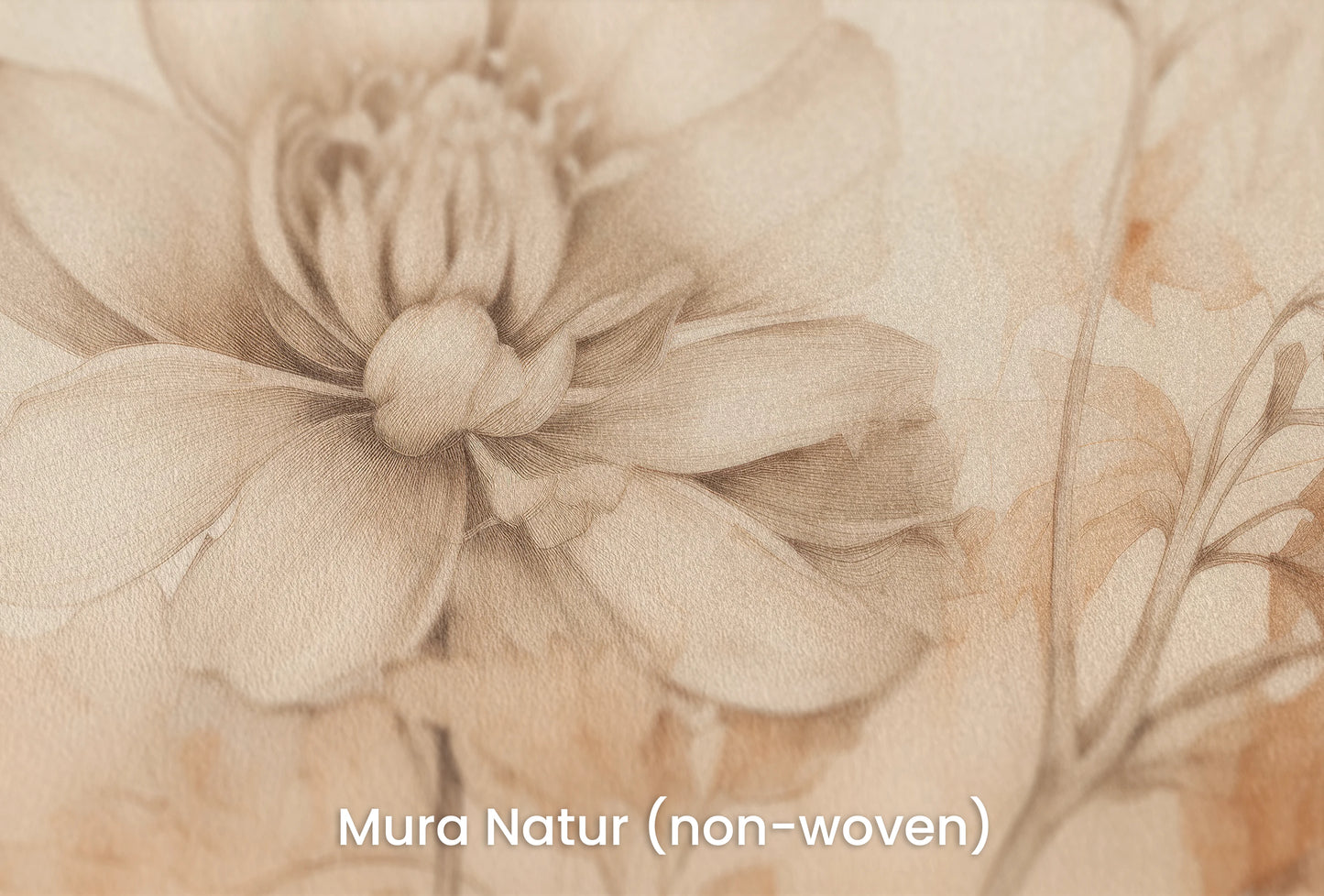 Zbliżenie na artystyczną fototapetę o nazwie Sepia Harmony na podłożu Mura Natur (non-woven) - naturalne i ekologiczne podłoże.