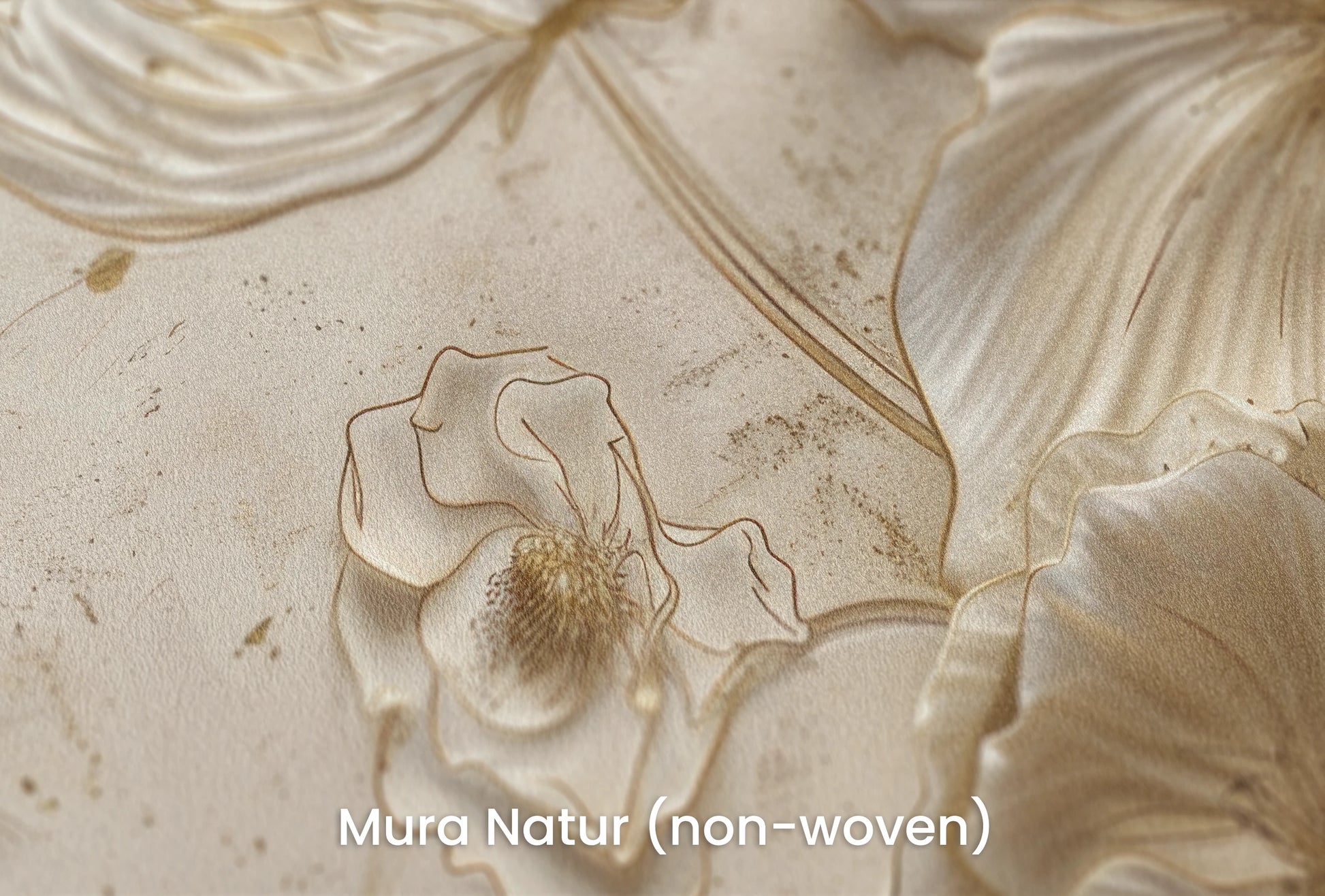 Zbliżenie na artystyczną fototapetę o nazwie Golden Petals na podłożu Mura Natur (non-woven) - naturalne i ekologiczne podłoże.