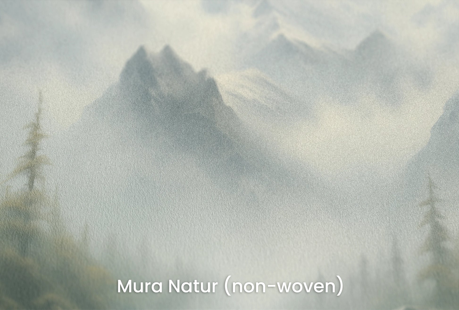 Zbliżenie na artystyczną fototapetę o nazwie Verdant Peaks na podłożu Mura Natur (non-woven) - naturalne i ekologiczne podłoże.