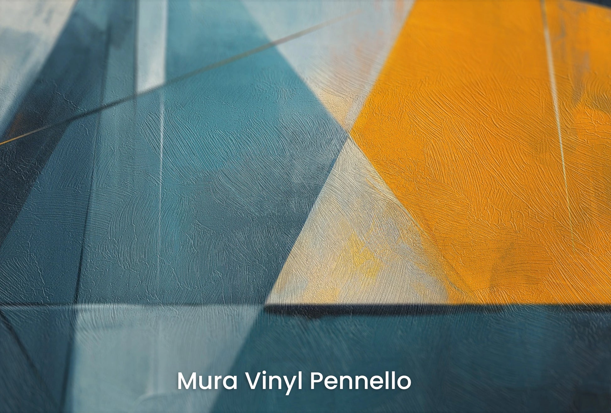 Zbliżenie na artystyczną fototapetę o nazwie Vibrant Geometric Contrast na podłożu Mura Vinyl Pennello - faktura pociągnięć pędzla malarskiego.