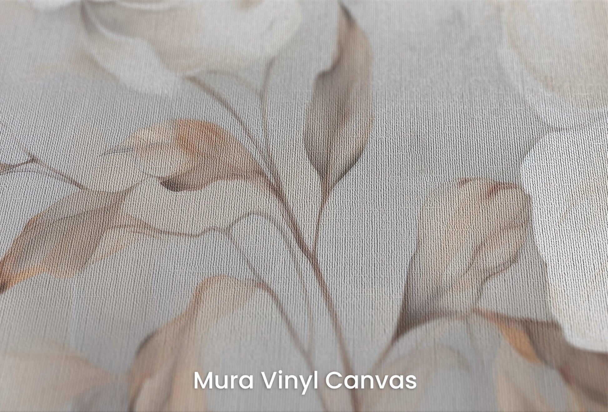 Zbliżenie na artystyczną fototapetę o nazwie Whispering Magnolias na podłożu Mura Vinyl Canvas - faktura naturalnego płótna.