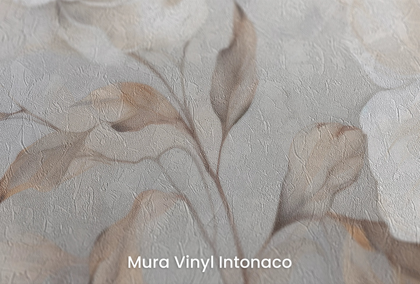 Zbliżenie na artystyczną fototapetę o nazwie Whispering Magnolias na podłożu Mura Vinyl Intonaco - struktura tartego tynku.