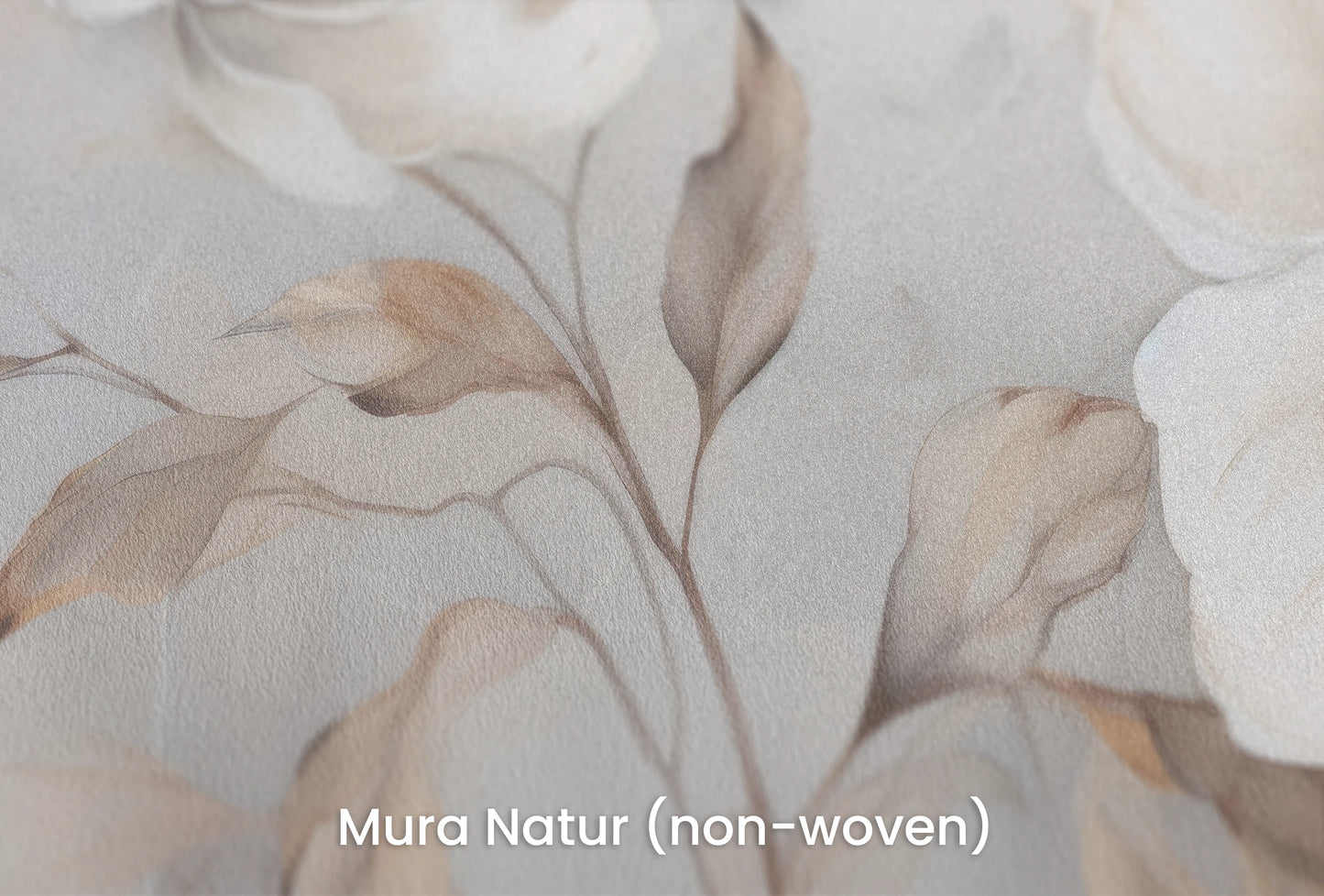 Zbliżenie na artystyczną fototapetę o nazwie Whispering Magnolias na podłożu Mura Natur (non-woven) - naturalne i ekologiczne podłoże.
