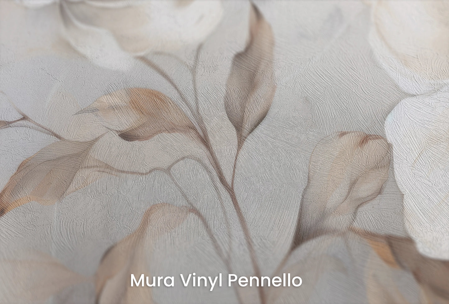 Zbliżenie na artystyczną fototapetę o nazwie Whispering Magnolias na podłożu Mura Vinyl Pennello - faktura pociągnięć pędzla malarskiego.
