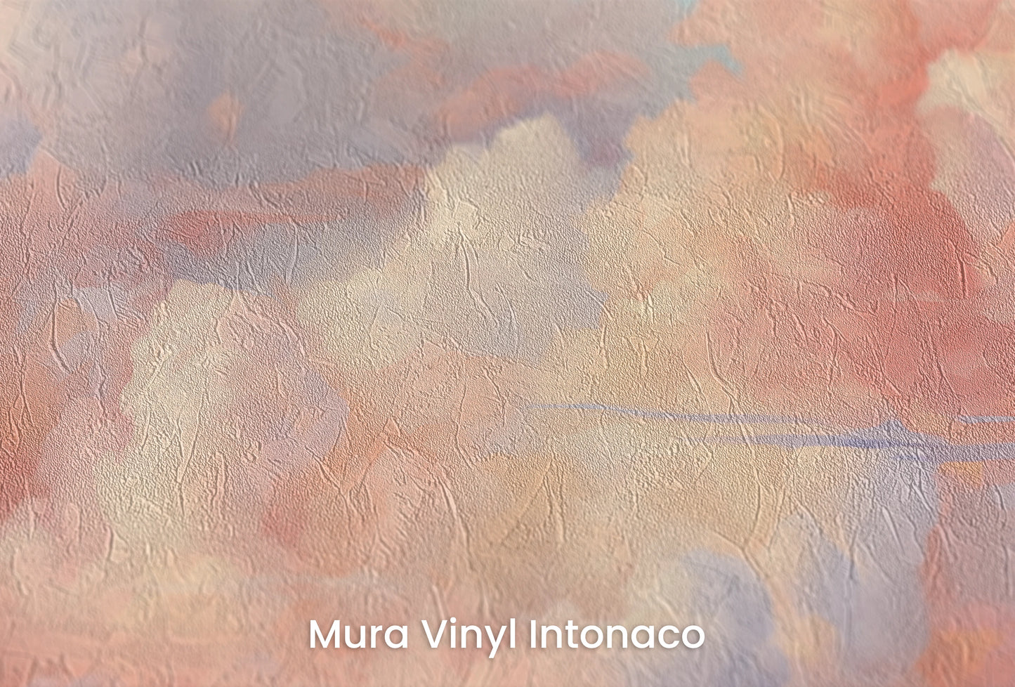 Zbliżenie na artystyczną fototapetę o nazwie Blushing Skies na podłożu Mura Vinyl Intonaco - struktura tartego tynku.