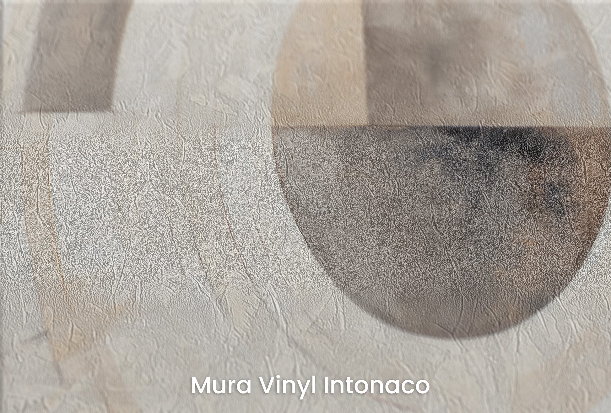 Zbliżenie na artystyczną fototapetę o nazwie GEOMETRIC SPHERICAL ECLIPSE na podłożu Mura Vinyl Intonaco - struktura tartego tynku.