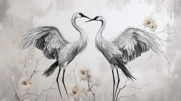 Prezentacja całego wzoru fototapety o nazwie Elegant Cranes