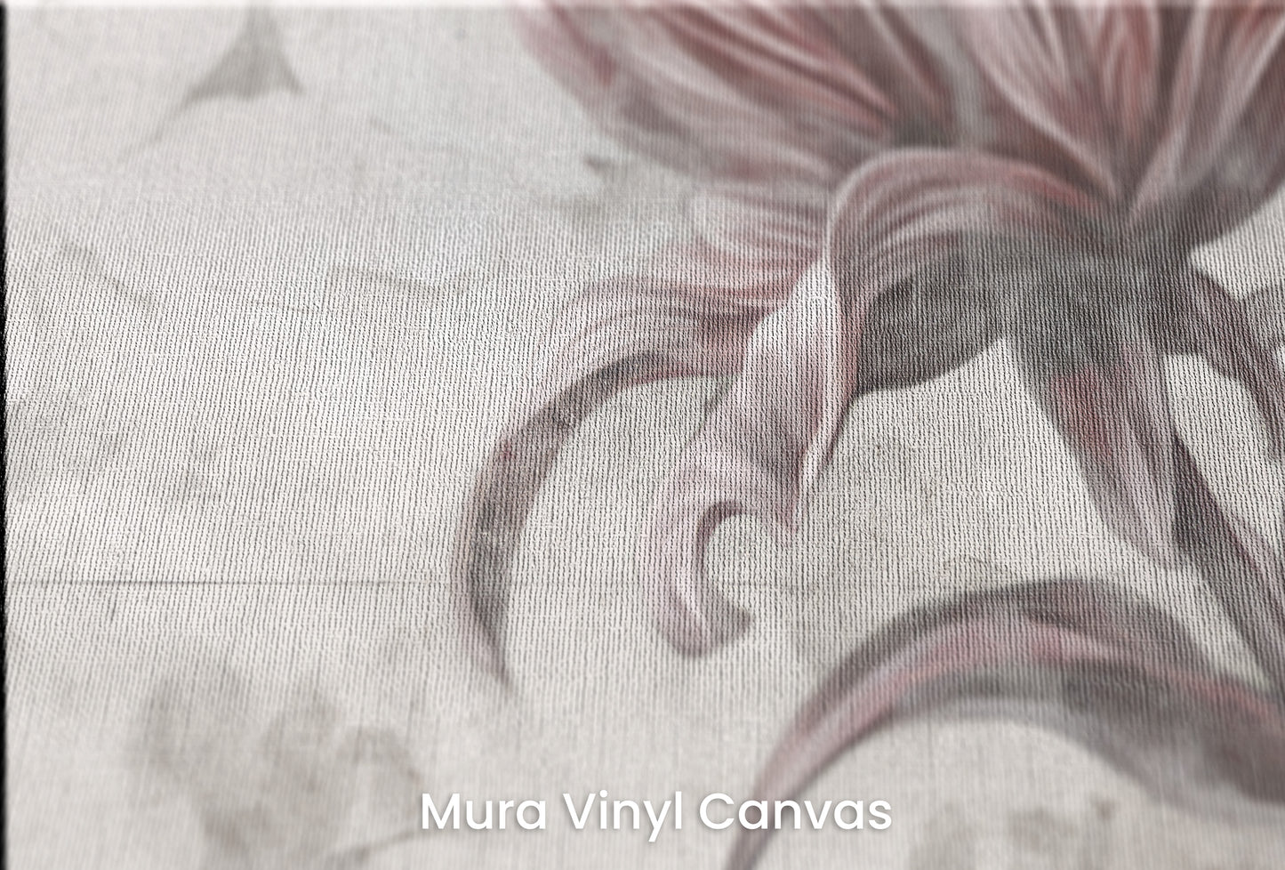Zbliżenie na artystyczną fototapetę o nazwie FLORAL ELEGANCE IN MONOCHROME na podłożu Mura Vinyl Canvas - faktura naturalnego płótna.