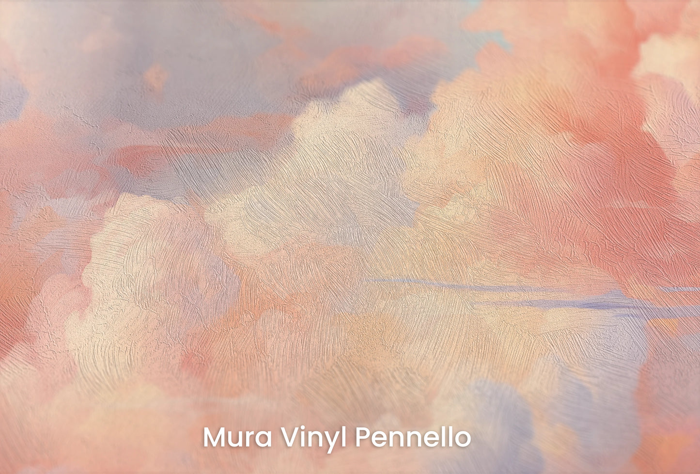 Zbliżenie na artystyczną fototapetę o nazwie Blushing Skies na podłożu Mura Vinyl Pennello - faktura pociągnięć pędzla malarskiego.