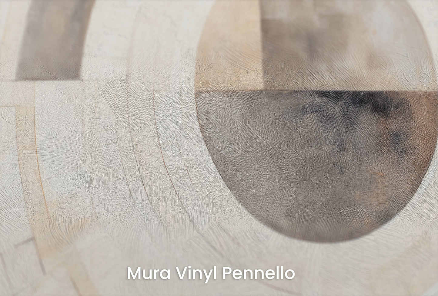 Zbliżenie na artystyczną fototapetę o nazwie GEOMETRIC SPHERICAL ECLIPSE na podłożu Mura Vinyl Pennello - faktura pociągnięć pędzla malarskiego.