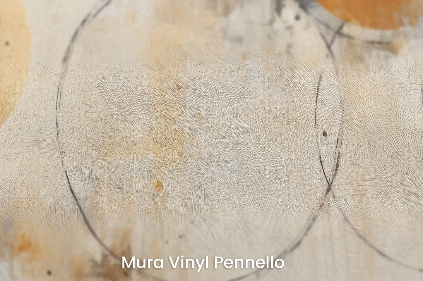 Zbliżenie na artystyczną fototapetę o nazwie ABSTRACT ORBITAL HARMONY na podłożu Mura Vinyl Pennello - faktura pociągnięć pędzla malarskiego.