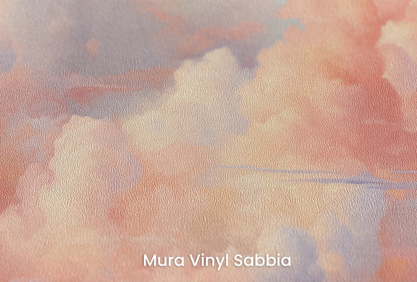 Zbliżenie na artystyczną fototapetę o nazwie Blushing Skies na podłożu Mura Vinyl Sabbia struktura grubego ziarna piasku.