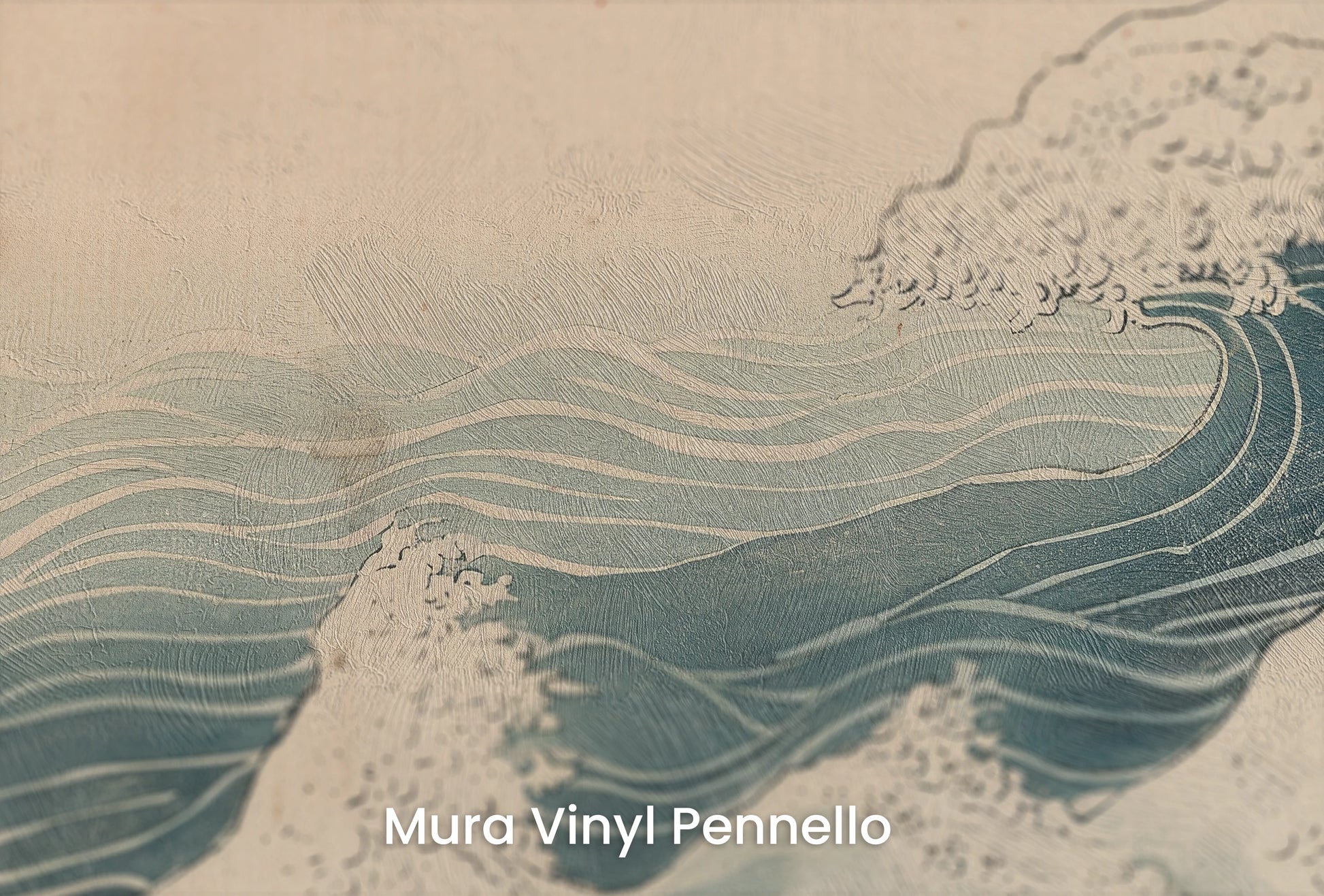 Zbliżenie na artystyczną fototapetę o nazwie Crimson Wave na podłożu Mura Vinyl Pennello - faktura pociągnięć pędzla malarskiego.