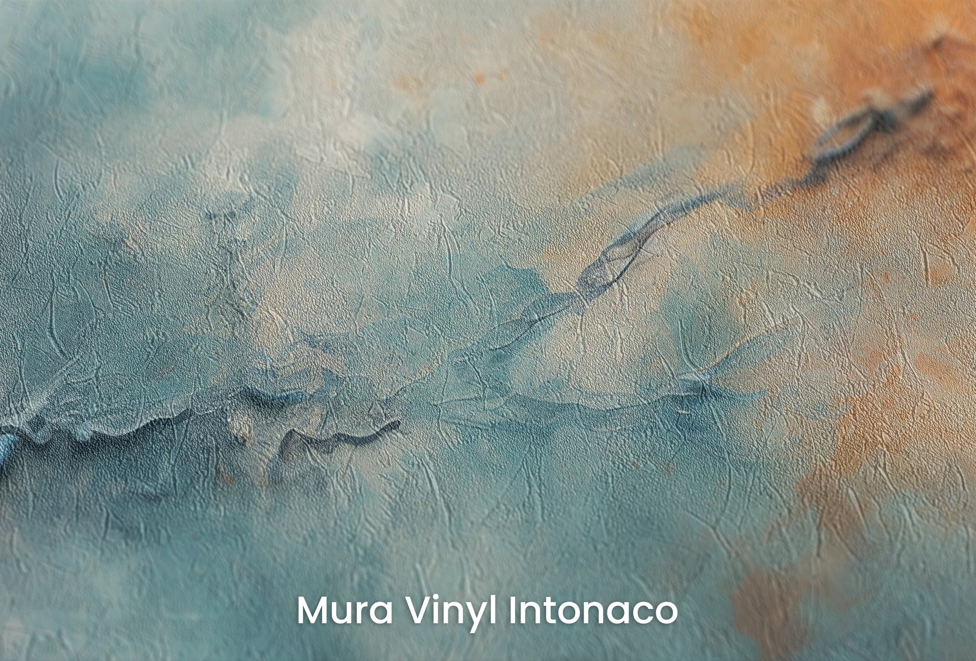 Zbliżenie na artystyczną fototapetę o nazwie Neptune's Mystery na podłożu Mura Vinyl Intonaco - struktura tartego tynku.
