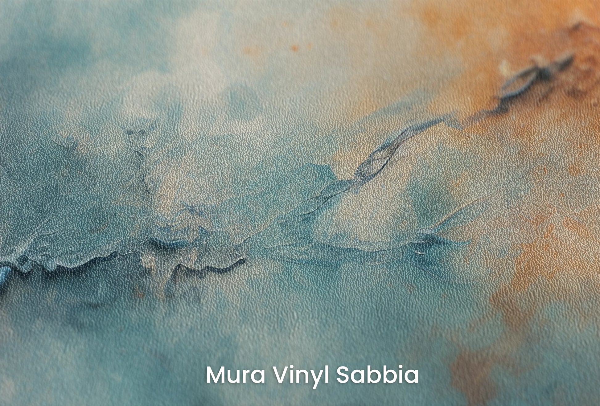 Zbliżenie na artystyczną fototapetę o nazwie Neptune's Mystery na podłożu Mura Vinyl Sabbia struktura grubego ziarna piasku.